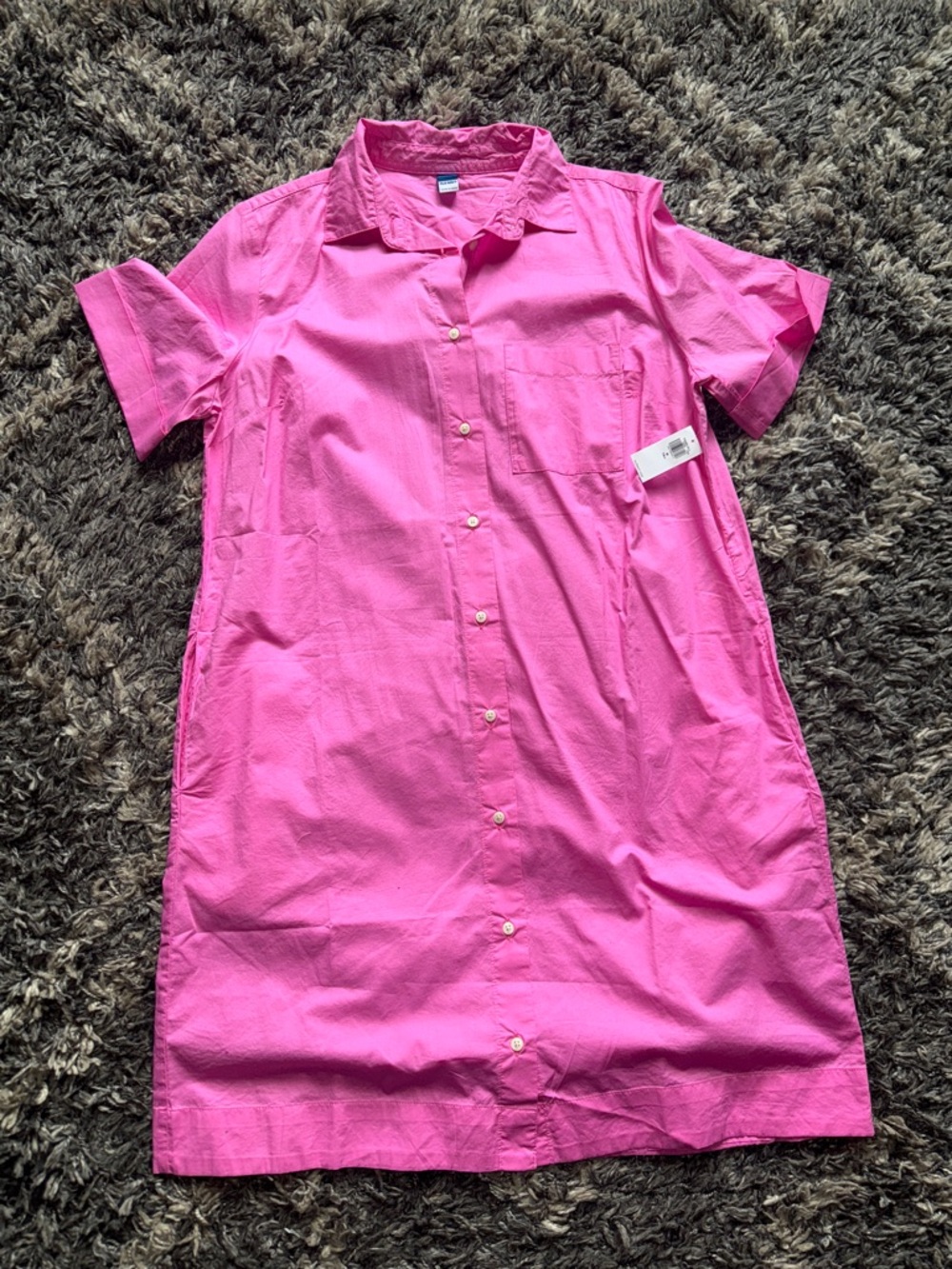 Old navy Bright Pink Button-Front Shirt Dress medium tall!